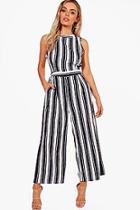 Boohoo Quinn Wide Stripe Culotte Jumpsuit