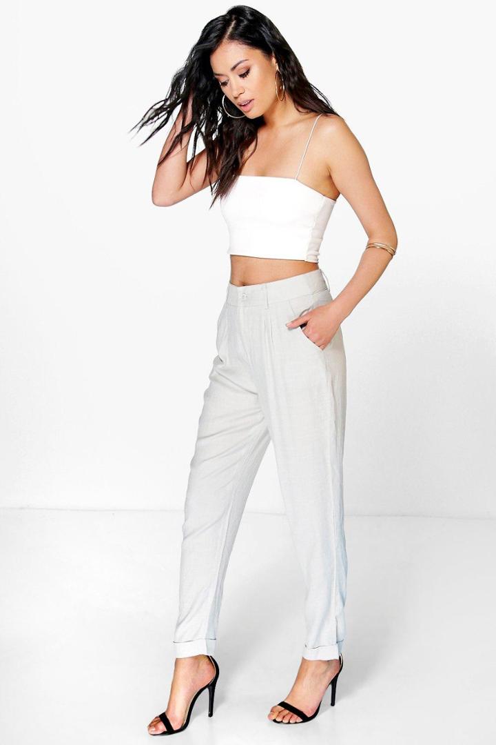 Boohoo Audrey Chino Style Woven Trousers Grey
