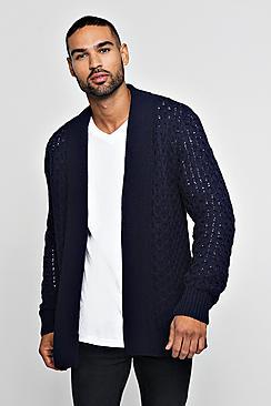 Boohoo Edge To Edge Honeycomb Knit Cardigan