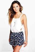 Boohoo Maya Rose Printed Ruffle Hem Shorts