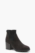 Boohoo Contrast Gusset Chunky Ankle Shoe Boots