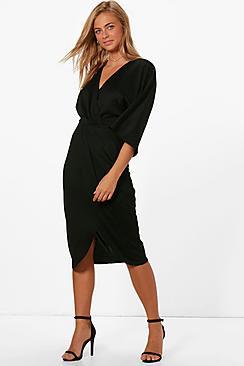 Boohoo Camilla Kimono Sleeve Midi Dress