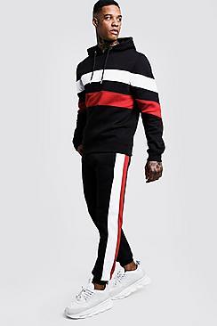 Boohoo Colour Block Hooded Fleece Tracksuit