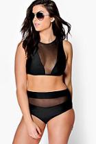 Boohoo Plus Laura Mesh Crop High Waist Bikini