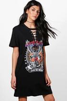 Boohoo Freya Lace Up Choker Band T-shirt Dress