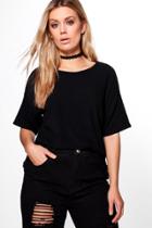 Boohoo Plus Charis Ribbed Oversize Knitted Tee Black