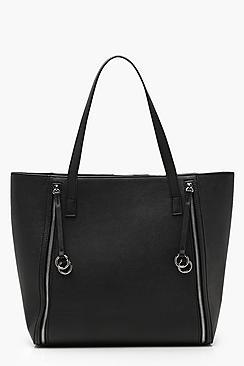 Boohoo Rings And Zips Tote Day Bag