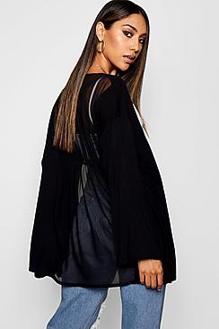 Boohoo Mesh Panel Kimono