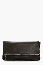 Boohoo Edie Zip Edge Fold Over Clutch Bag Black