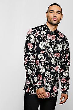 Boohoo Long Sleeve Floral Print Shirt