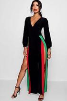 Boohoo Wrap Jumpsuit Contrast Open Side Detail