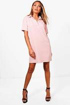 Boohoo Button Up Collared Shift Dress