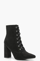 Boohoo Lace Up Pointed Toe Ankle Shoe Boots