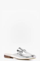 Boohoo Willow T Bar Mule Loafer Silver