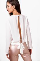 Boohoo Alexis Pleat Front Open Back Top