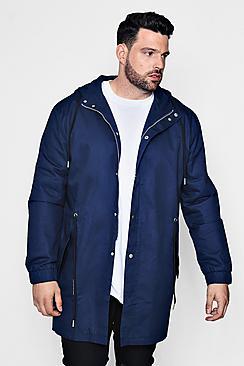 Boohoo Big And Tall Lightweight Fishtail Hooded Parka