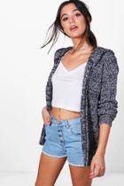 Boohoo Maxinne Marl Hooded Boyfriend Cardigan Grey