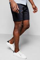 Boohoo Cotton Twill Chino Shorts With Turn Ups Navy