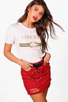 Boohoo Yasmin Liberte Slogan T-shirt