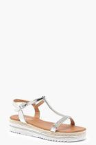 Boohoo Grace Diamante T Bar Cleated Sandals