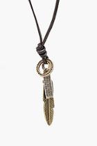 Boohoo Bronze Feather Charm Necklace