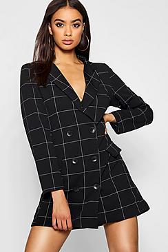 Boohoo Window Pane Check Blazer Dress