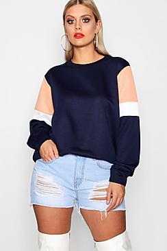 Boohoo Plus Isobel Colour Block Sweat Top