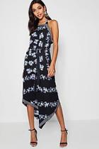 Boohoo Larisa Halter Stripe And Floral Print Maxi Dress