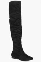 Boohoo Rebecca Rouch Detail Over The Knee Boot Black