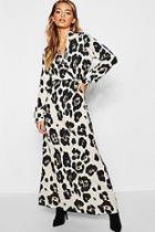 Boohoo Leopard Print Maxi Shirt Dress