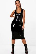 Boohoo Plus Kerry Vinyl Plunge Midi Dress