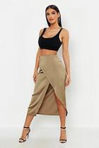 Boohoo Satin Wrap Midaxi Skirt