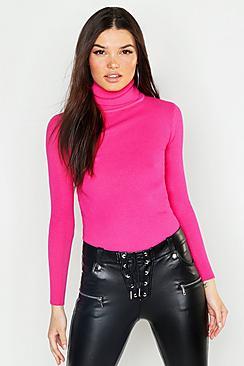Boohoo Soft Knit Rib Knit Turtle Neck Top
