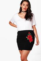 Boohoo Plus Lydia Crepe Floral Applique Mini Skirt