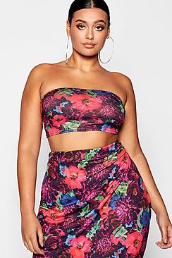 Boohoo Plus Jewel Flower Bandeau Top