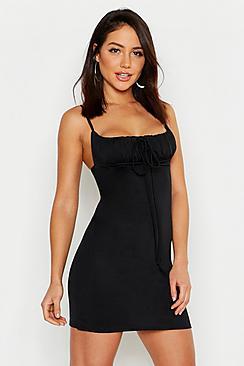 Boohoo Ruched Bust Gypsy Style Mini Dress