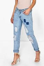 Boohoo Shirley Low Rise Distressed Turn Up Boyfriend Jeans