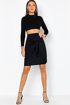 Boohoo Tall Tie Front Skirt