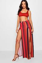 Boohoo Camille Bold Stripe Thigh Split Maxi Skirt