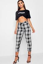 Boohoo Petite Sophie Checked High Waisted Tapered Trouser