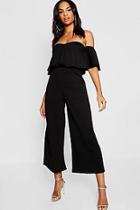 Boohoo Tall Bardot Ruffle Jumpsuit