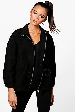 Boohoo Faux Suede Utility Parka