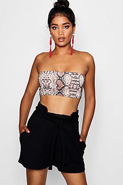 Boohoo High Waist Tie Belt Shorts