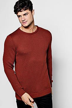 Boohoo Honeycomb Textured Chunky Crew Neck Jumper