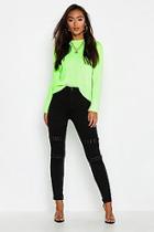 Boohoo Petite Lace Up Detail Skinny Jean