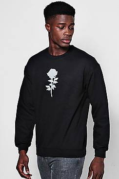 Boohoo Metallic Rose Badge Sweater