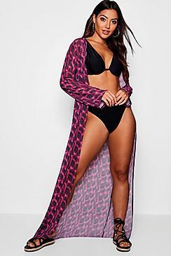 Boohoo Leopard Maxi Beach Kimono