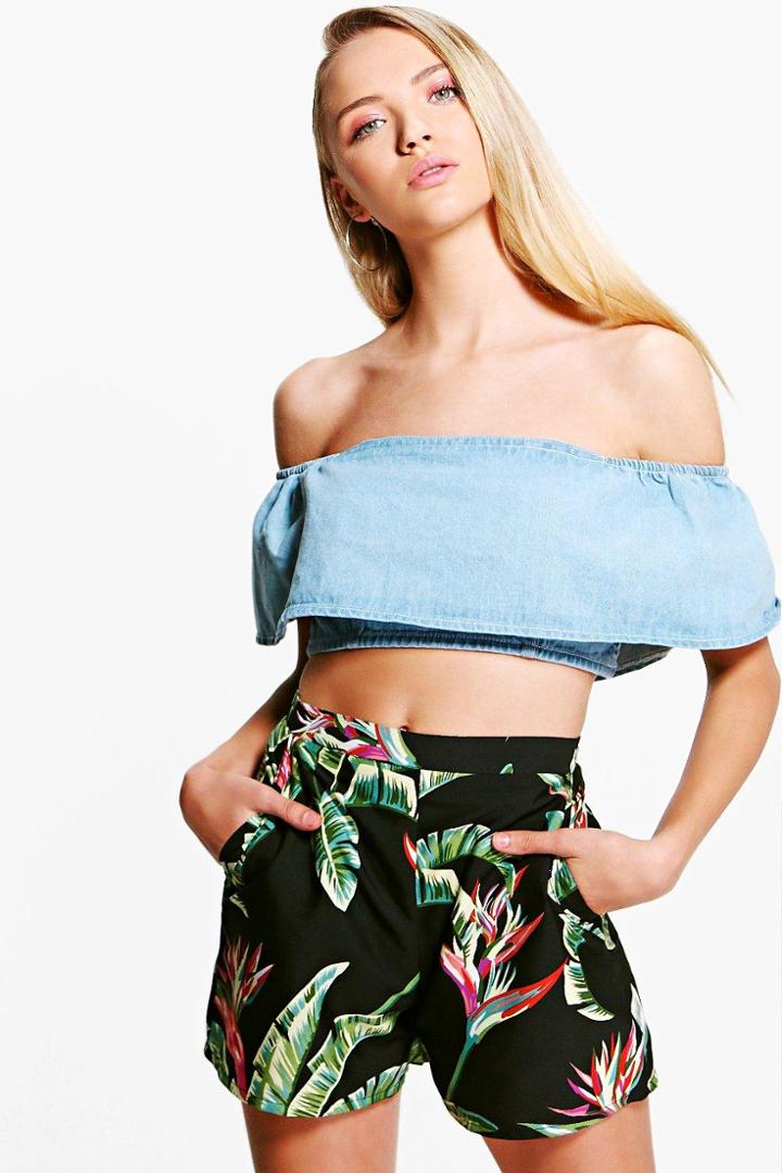 Boohoo Zoe Palm Print Shorts Multi