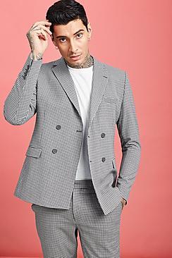 Boohoo Summer Micro Check Double Breasted Jacket