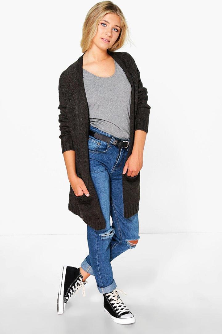 Boohoo Amelie Soft Knit Cardigan Charcoal